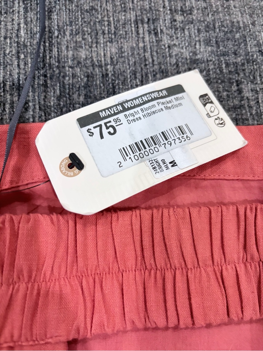 NWT -Billabong Women’s Coral Linen Blend Strapless Beach Dress with Palm Print - Picture 4 of 7